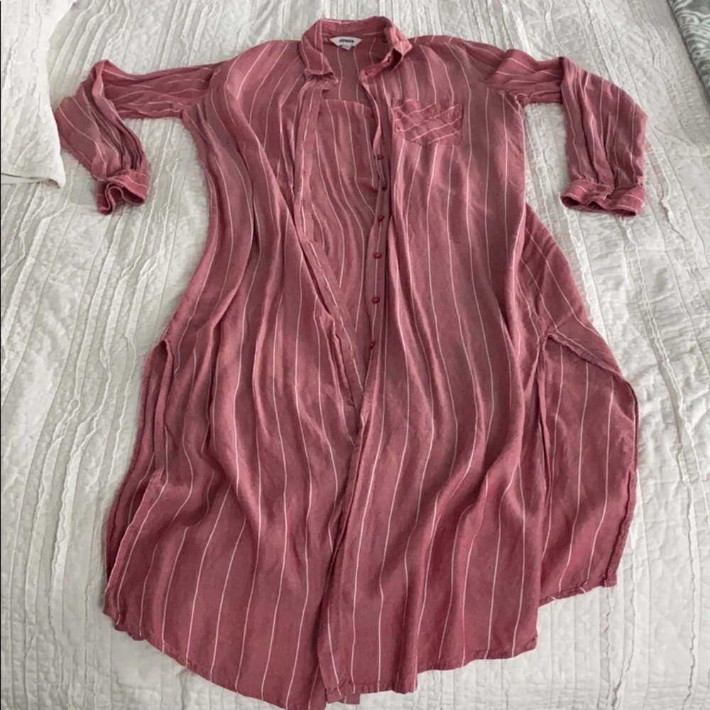 Express striped long button down shirt